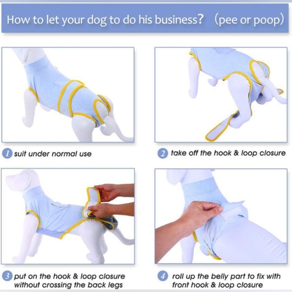 Kuoser Suitical Suit for Dogs & Cats Pet Surgery Recovery Onesie Stripes Large - Picture 7 of 12